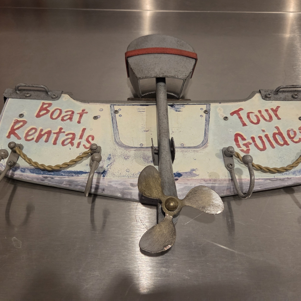 Boat Rentals Wall Hook Rack in Cream and Red - Nautical Home Accent